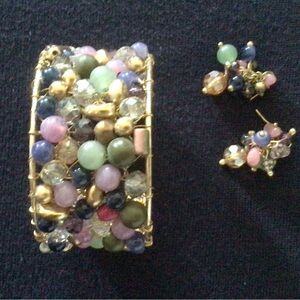 Multicolor Beaded Bracelet and Earring Set